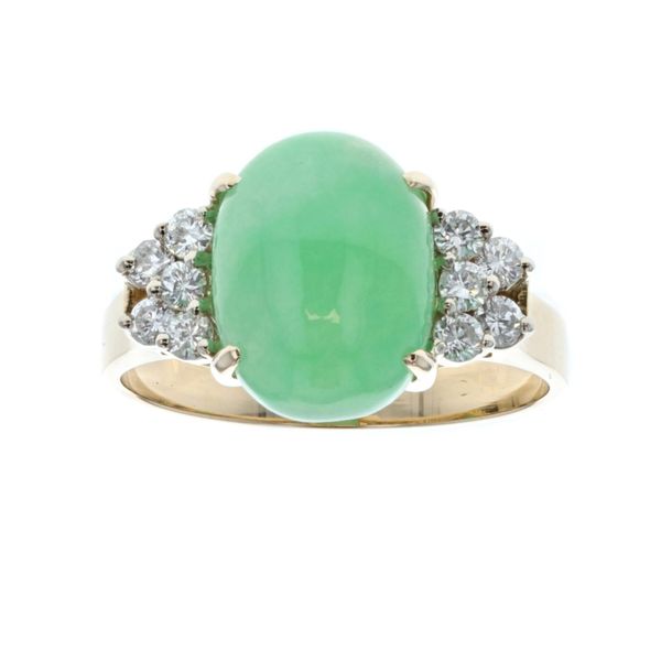 18KT Yellow Gold Jadeite and 0.31ctw Diamond Estate Ring Harmony Jewellers Grimsby, ON