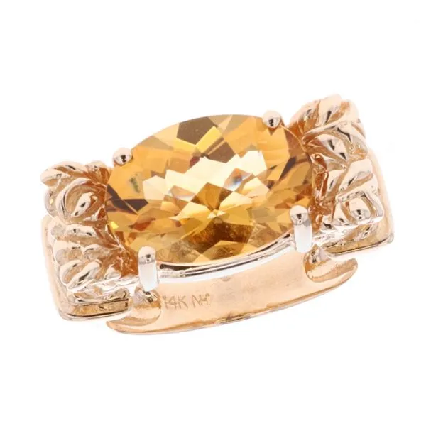 14KT Yellow Gold Natural Citrine Quartz Solitaire Estate Ring Harmony Jewellers Grimsby, ON