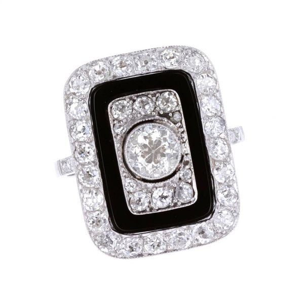 Platinum Onyx and 1.70ctw Diamond Estate Ring Harmony Jewellers Grimsby, ON