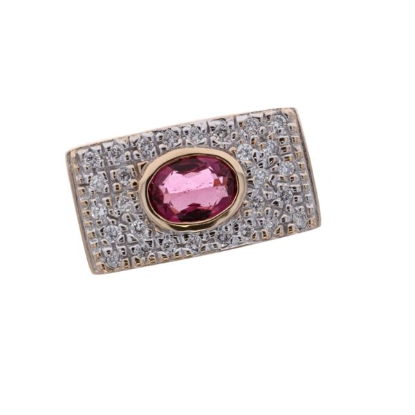 14KT Yellow with Rhodium Plating Gold Natural Pink Tourmaline and 0.40ctw Diamond Estate Ring Harmony Jewellers Grimsby, ON