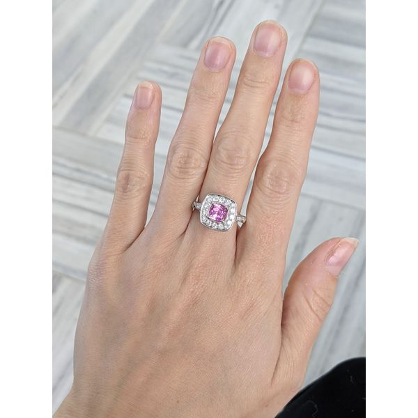 18KT White Gold Natural Pink Sapphire and 0.65ctw Diamond Estate Ring Image 2 Harmony Jewellers Grimsby, ON