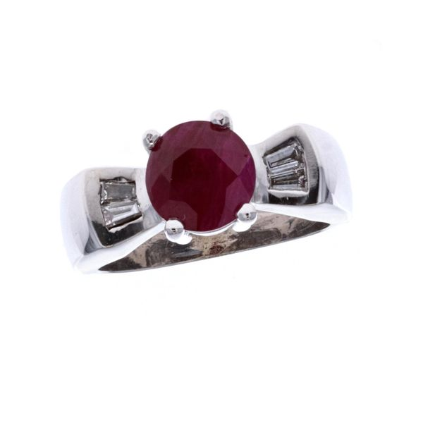 14KT White Gold Natural Ruby and 0.20ctw Diamond Estate Ring Harmony Jewellers Grimsby, ON