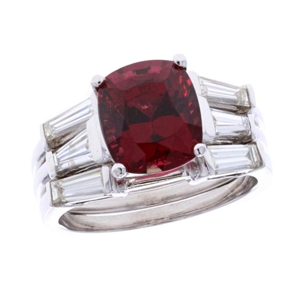 14KT White Gold Natural Rhodolite Garnet and 1.26ctw Diamond Estate Ring and Matching Jacket Harmony Jewellers Grimsby, ON