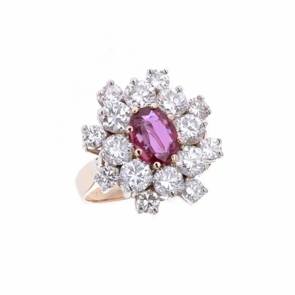 18KT Yellow and White Gold Diamond Ruby Estate Ring Image 2 Harmony Jewellers Grimsby, ON