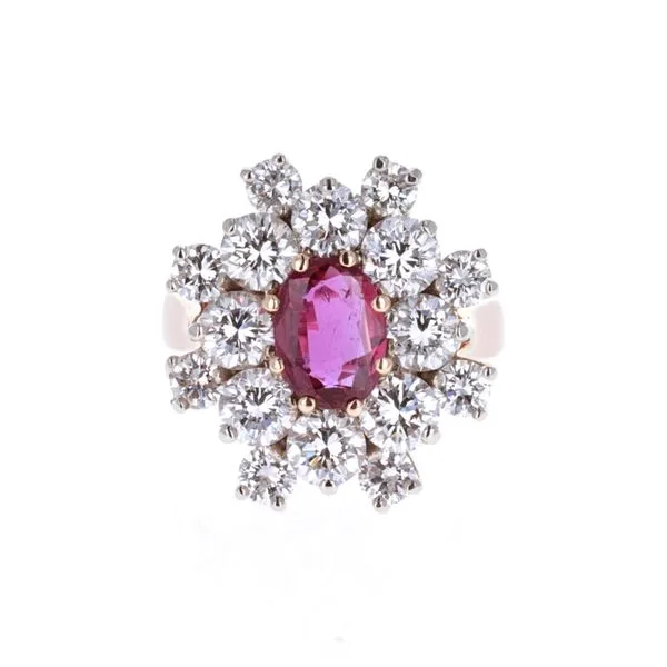 18KT Yellow and White Gold Diamond Ruby Estate Ring Harmony Jewellers Grimsby, ON