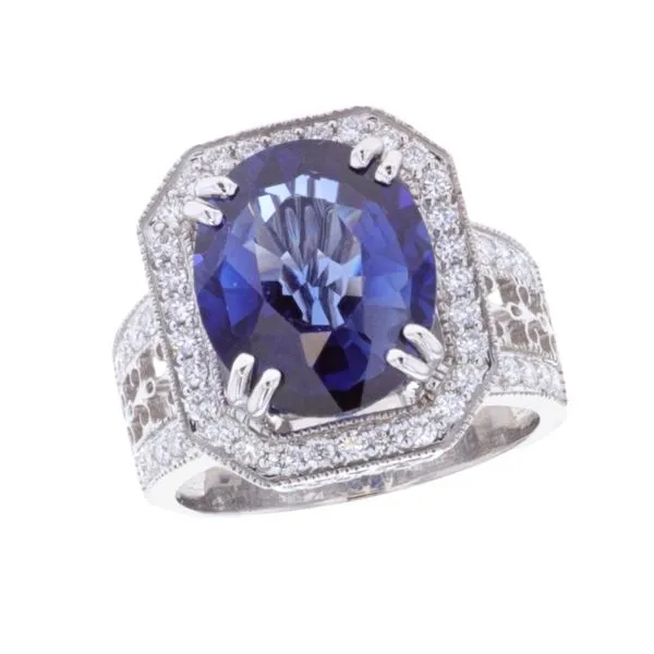 14KT White Gold Blue Sapphire and 0.87ctw Diamond Estate Fancy Ring Harmony Jewellers Grimsby, ON