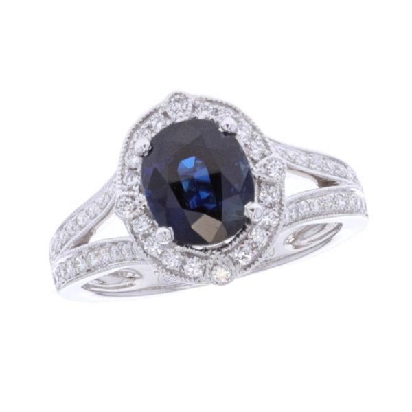 18KT White Gold Natural Blue Sapphire and 0.40ctw Diamond Estate Ring Harmony Jewellers Grimsby, ON