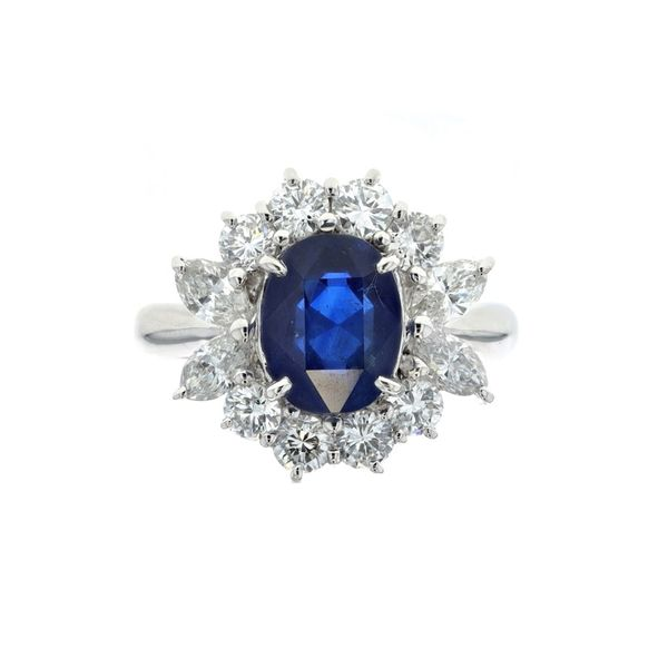 Platinum Natural Blue Sapphire-Burma and 1.51ctw Diamond Estate Ring Harmony Jewellers Grimsby, ON