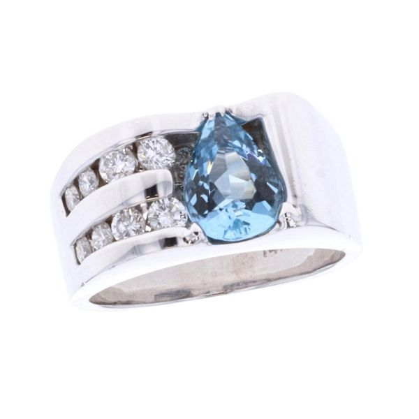 14KT White Gold Natural Aquamarine and 0.50ctw Diamond Estate Ring Harmony Jewellers Grimsby, ON