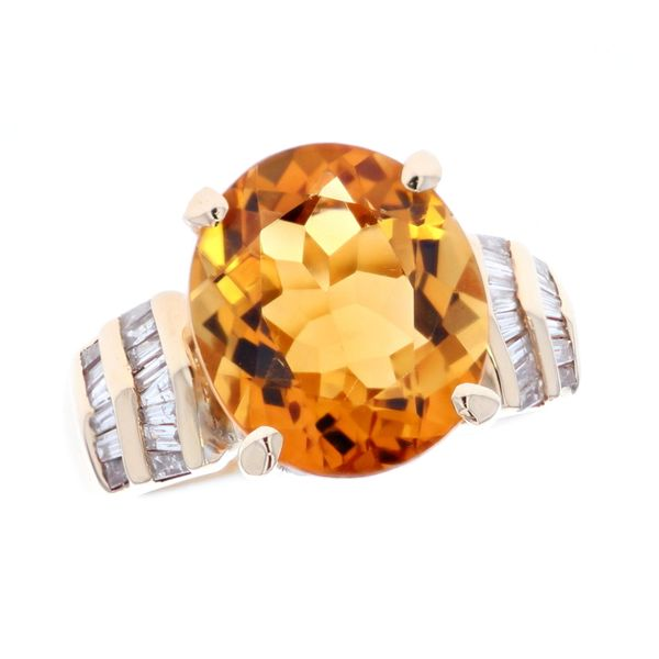14KT Yellow Gold Natural Citrine Quartz and 0.52ctw Diamond Estate Ring Harmony Jewellers Grimsby, ON