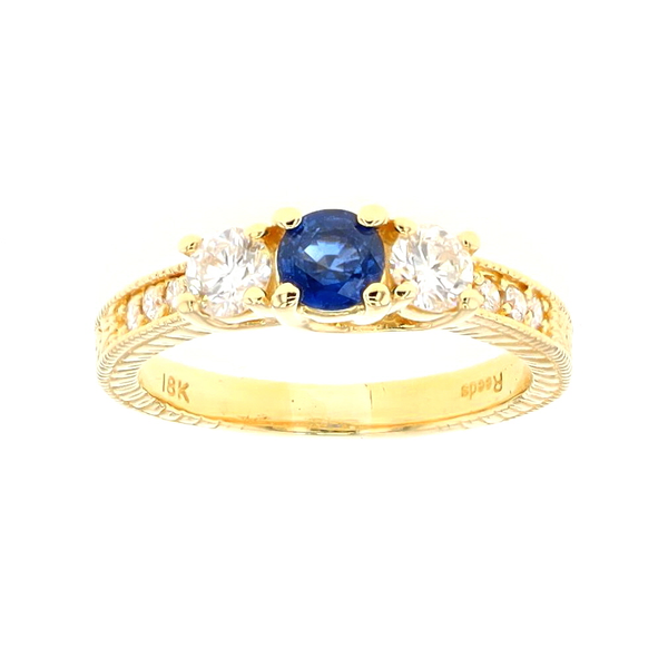 18KT Yellow Gold Natural Blue Sapphire and 0.62ctw Diamond Estate Ring Harmony Jewellers Grimsby, ON