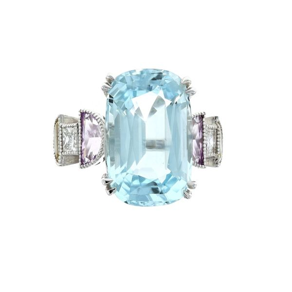 14KT White Gold Aquamarine, Pink Sapphire, Yellow Sapphire and 0.50ctw Diamond Estate Ring Harmony Jewellers Grimsby, ON