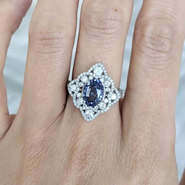 18KT White Gold Sapphire Diamond Cocktail Ring Image 2 Harmony Jewellers Grimsby, ON