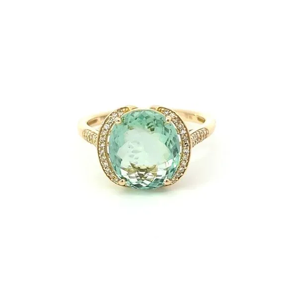 14KT Yellow Gold Green Tourmaline and 0.16ctw Diamond Estate Ring Harmony Jewellers Grimsby, ON