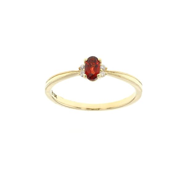 10KT Yellow Gold Garnet and 0.03ctw Diamond Ring Harmony Jewellers Grimsby, ON