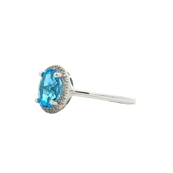 14KT White Gold Blue Topaz and 0.10ctw Diamond Estate Ring Image 2 Harmony Jewellers Grimsby, ON