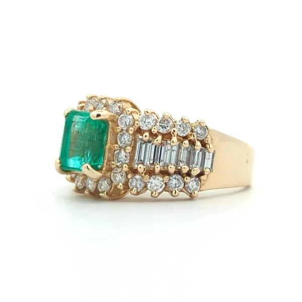 14KT Yellow Gold Natural Emerald and 1.62ctw Diamond Estate Ring Image 2 Harmony Jewellers Grimsby, ON