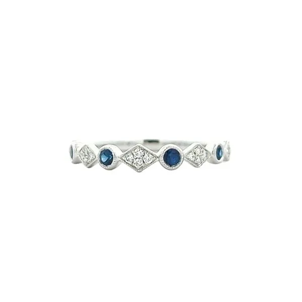 18KT White Gold Sapphire and 0.09ctw Diamond Band Harmony Jewellers Grimsby, ON