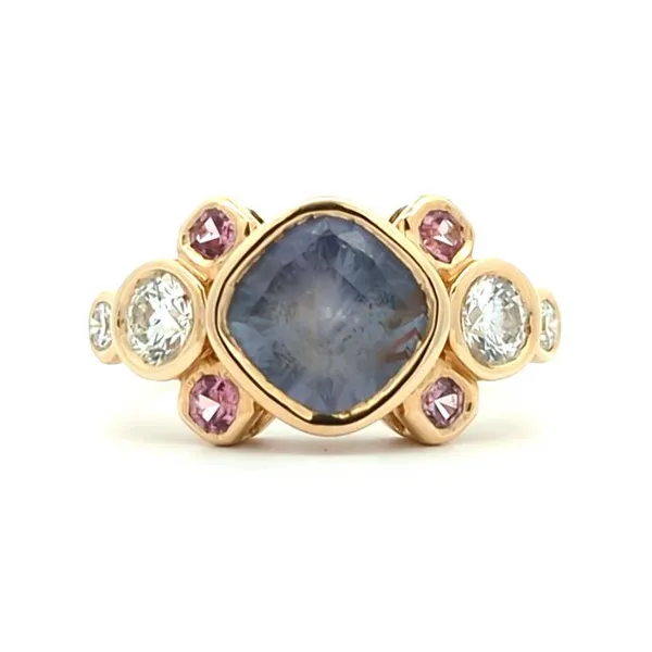 14KT Yellow Gold Natural Purple Sapphire, Pink Tourmaline and 0.50ctw Diamond Estate Ring Harmony Jewellers Grimsby, ON