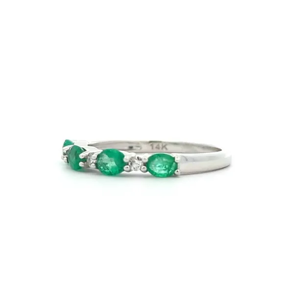 14KT White Gold Emerald and 0.08ctw Diamond Estate Ring Image 2 Harmony Jewellers Grimsby, ON