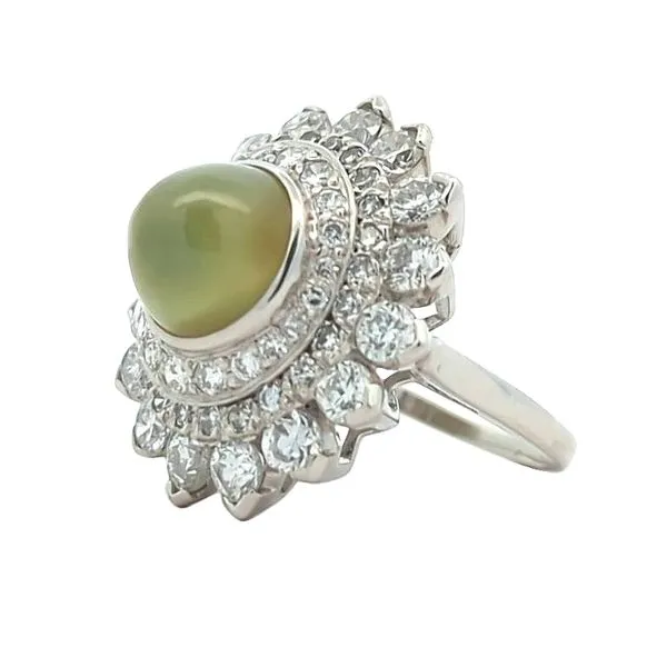 Platinum Natural Cat's Eye and 2.22ctw Diamond Estate Ring Image 2 Harmony Jewellers Grimsby, ON