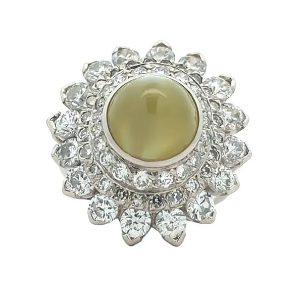 Platinum Natural Cat's Eye and 2.22ctw Diamond Estate Ring Harmony Jewellers Grimsby, ON