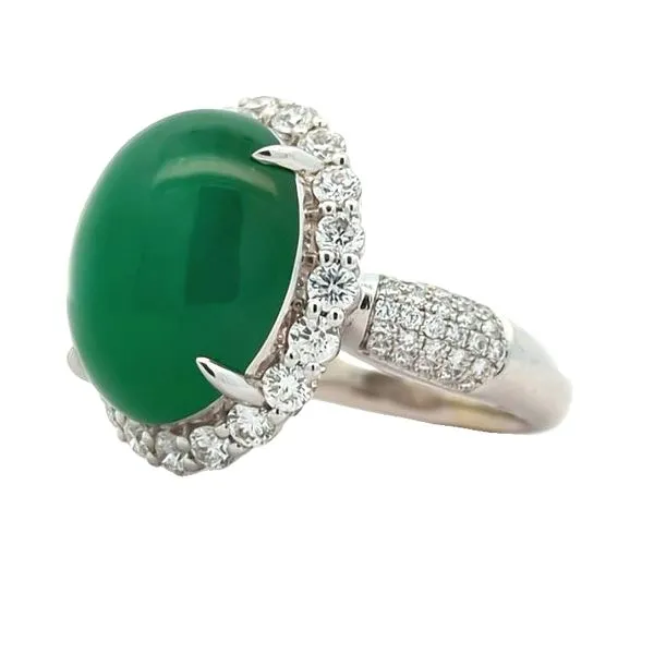 18KT White Gold Jadeite and 1.32ctw Diamond Fancy Estate Cocktail Ring Image 2 Harmony Jewellers Grimsby, ON