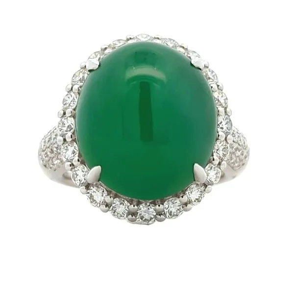 18KT White Gold Jadeite and 1.32ctw Diamond Fancy Estate Cocktail Ring Harmony Jewellers Grimsby, ON