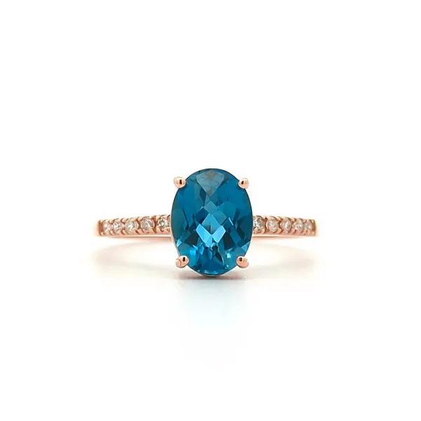 14KT Rose Gold Blue Topaz and 0.10ctw Diamond Ring Harmony Jewellers Grimsby, ON
