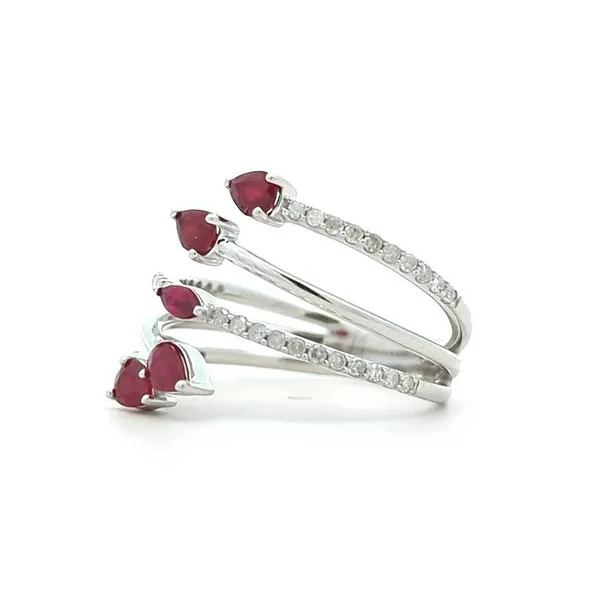 14KT White Gold Ruby and 0.28ctw Diamond Ring Image 2 Harmony Jewellers Grimsby, ON