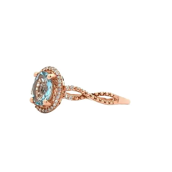 14KT Rose Gold Aquamarine and 0.10ctw Diamond Ring Image 2 Harmony Jewellers Grimsby, ON