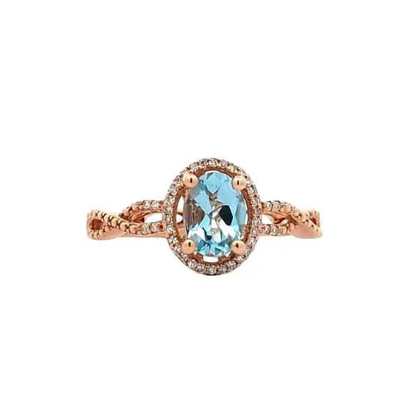 14KT Rose Gold Aquamarine and 0.10ctw Diamond Ring Harmony Jewellers Grimsby, ON