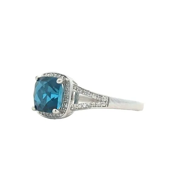 14KT White Gold Blue Topaz and 0.15ctw Diamond Ring Image 2 Harmony Jewellers Grimsby, ON