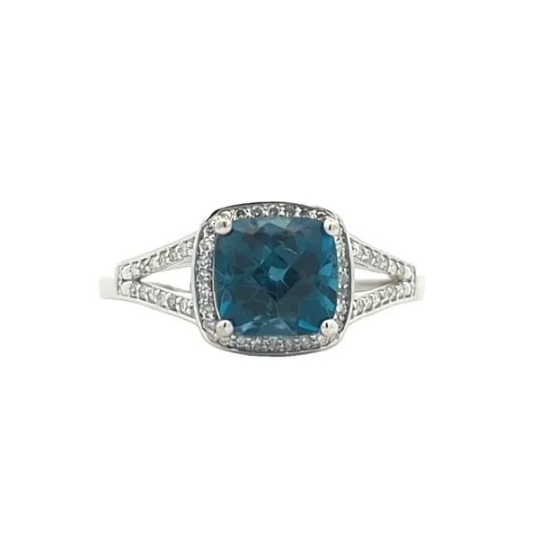 14KT White Gold Blue Topaz and 0.15ctw Diamond Ring Harmony Jewellers Grimsby, ON