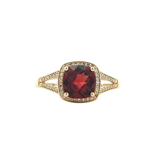 14KT Yellow Gold Garnet and 0.15ctw Diamond Ring Harmony Jewellers Grimsby, ON