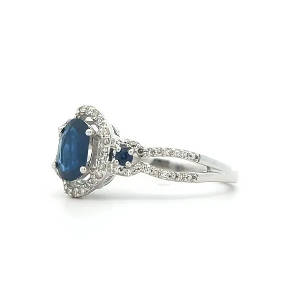 14KT White Gold Sapphire and 0.21ctw Diamond Ring Image 2 Harmony Jewellers Grimsby, ON