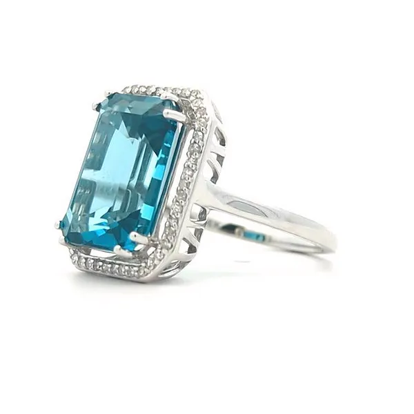 14KT White Gold London Blue Topaz and 0.20ctw Diamond Ring Image 2 Harmony Jewellers Grimsby, ON