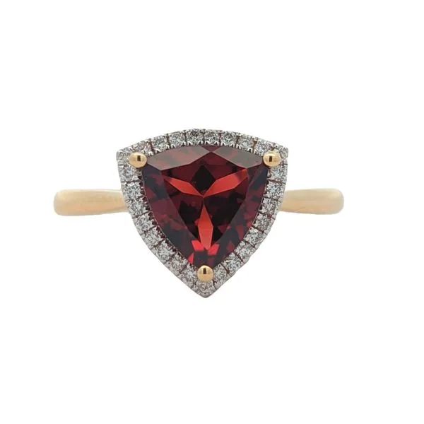 10KT Yellow Gold Garnet and 0.135ctw Diamond Ring Harmony Jewellers Grimsby, ON