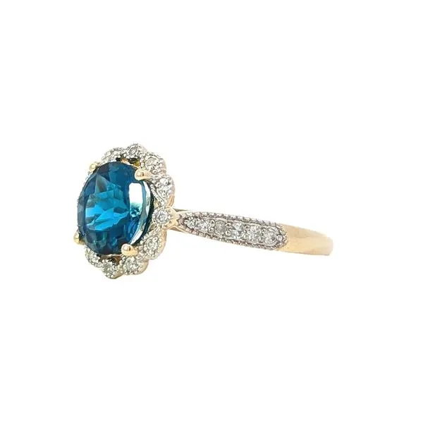 14KT Yellow Gold London Blue Topaz and Diamond Ring Image 2 Harmony Jewellers Grimsby, ON