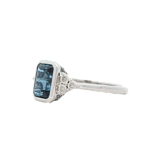 10KT White Gold London Blue Topaz and Diamond Ring Image 2 Harmony Jewellers Grimsby, ON