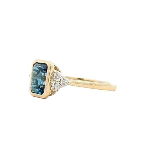 10KT Yellow Gold London Blue Topaz and Diamond Ring Image 2 Harmony Jewellers Grimsby, ON