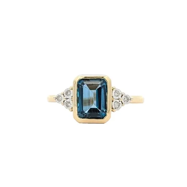 10KT Yellow Gold London Blue Topaz and Diamond Ring Harmony Jewellers Grimsby, ON