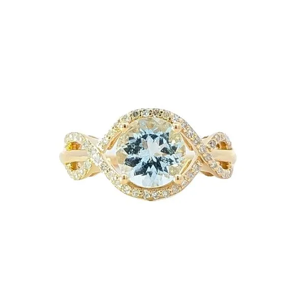 10K Yellow Gold Canadian Diamond Aquamarine Ring Harmony Jewellers Grimsby, ON