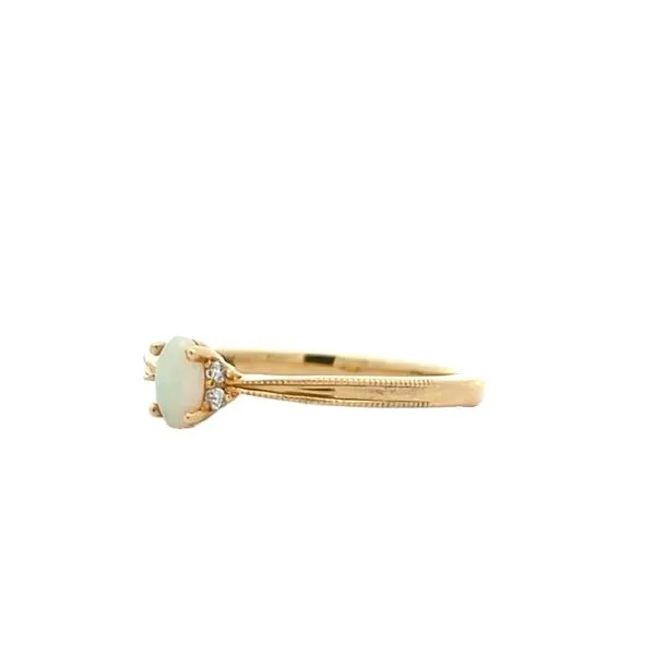 10KT Yellow Gold Opal and 0.03ctw Diamond Ring Image 2 Harmony Jewellers Grimsby, ON