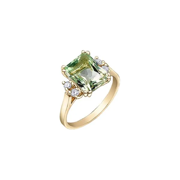10K Yellow Gold Green Amethyst Diamond Ring Image 2 Harmony Jewellers Grimsby, ON