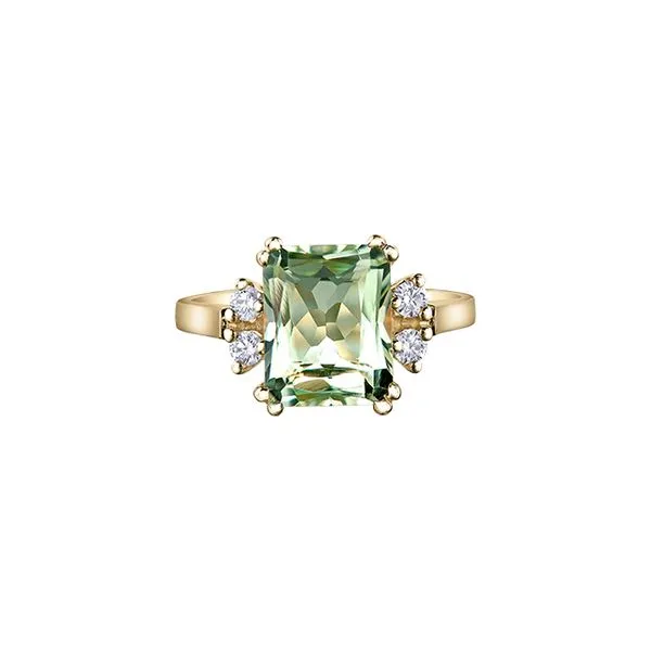 10K Yellow Gold Green Amethyst Diamond Ring Harmony Jewellers Grimsby, ON