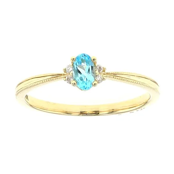 10KT Yellow Gold Blue Topaz and 0.03ctw Diamond Ring Harmony Jewellers Grimsby, ON