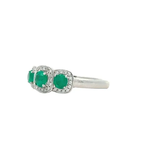 18KT White Gold Emerald and 0.12ctw Diamond Ring Image 2 Harmony Jewellers Grimsby, ON