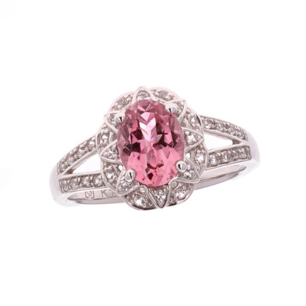 10KT White Gold Pink Tourmaline and White Topaz Ring Harmony Jewellers Grimsby, ON