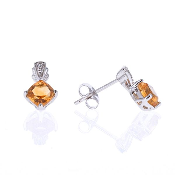 10KT White Gold Citrine and Diamond Earrings Harmony Jewellers Grimsby, ON